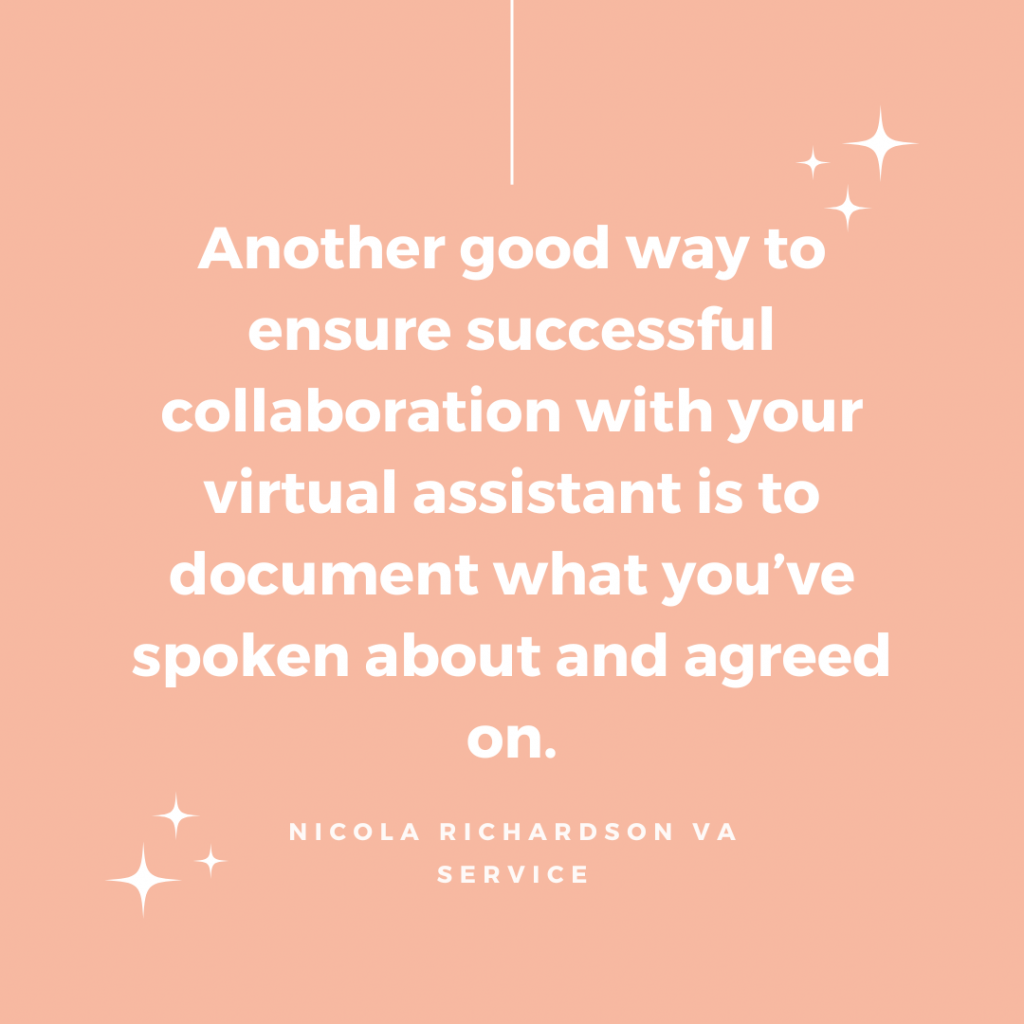Quote from the blog regarding working with a virtual assistant 